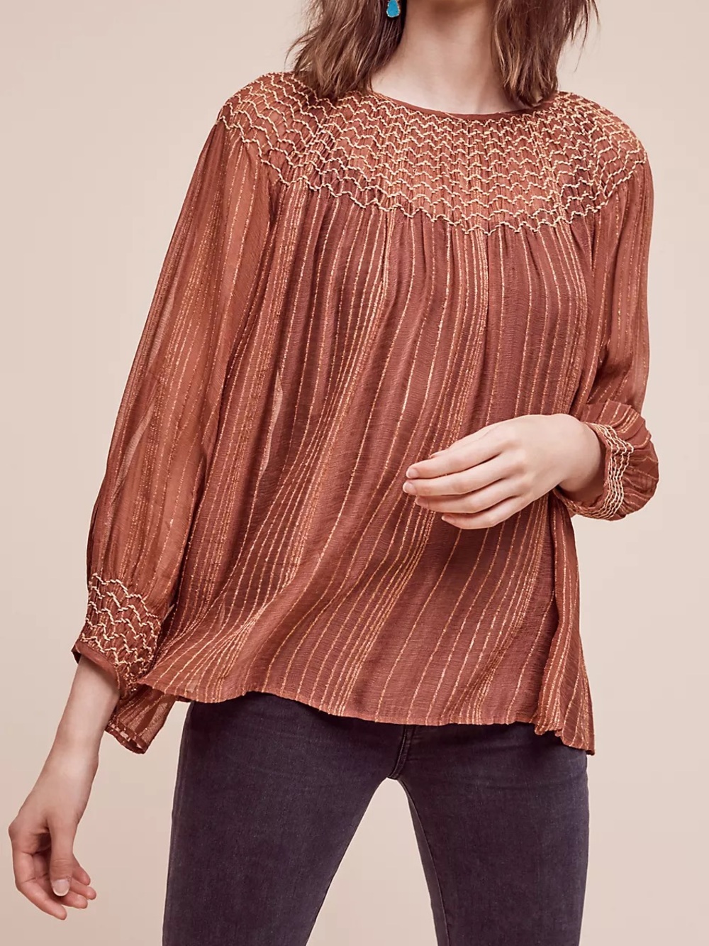 Love Sam Anthropologie Bresle Peasant Top Size Medium